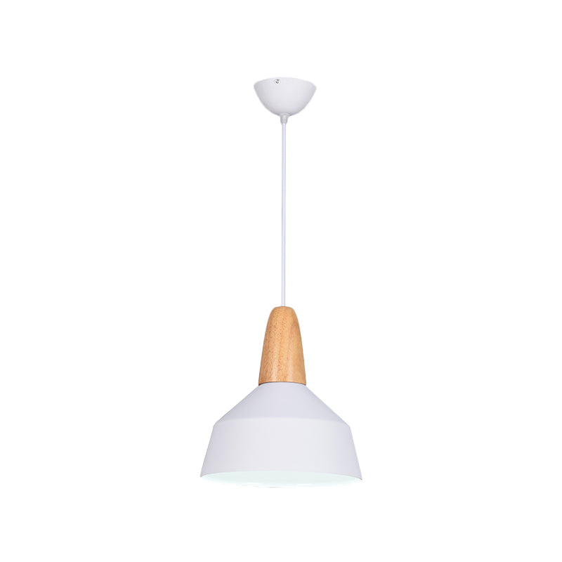 Macaron Pendant Light In Green/Grey/Pink With Wood Grip - Perfect For Barn Dining Rooms