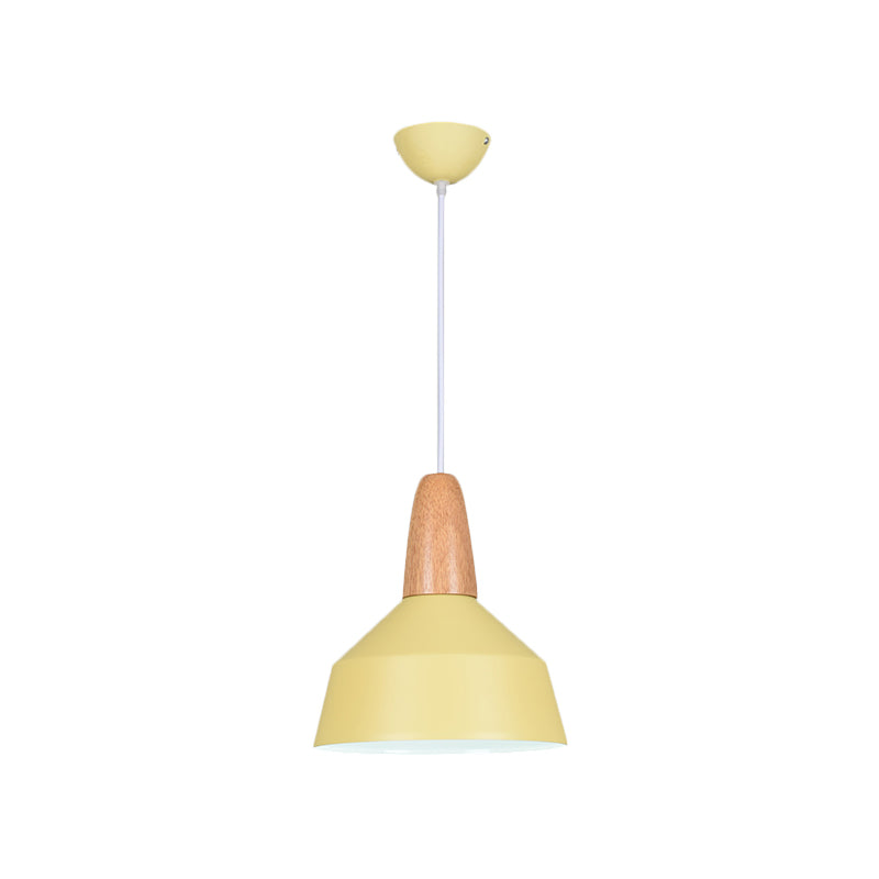 Macaron Pendant Light In Green/Grey/Pink With Wood Grip - Perfect For Barn Dining Rooms