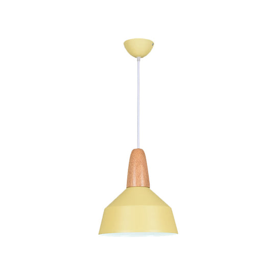 Macaron Pendant Light In Green/Grey/Pink With Wood Grip - Perfect For Barn Dining Rooms