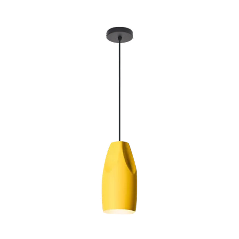 1-Light Bakery Pendant Light With Macaron Black/Yellow/Green Hanging Kit & Aluminum Shade