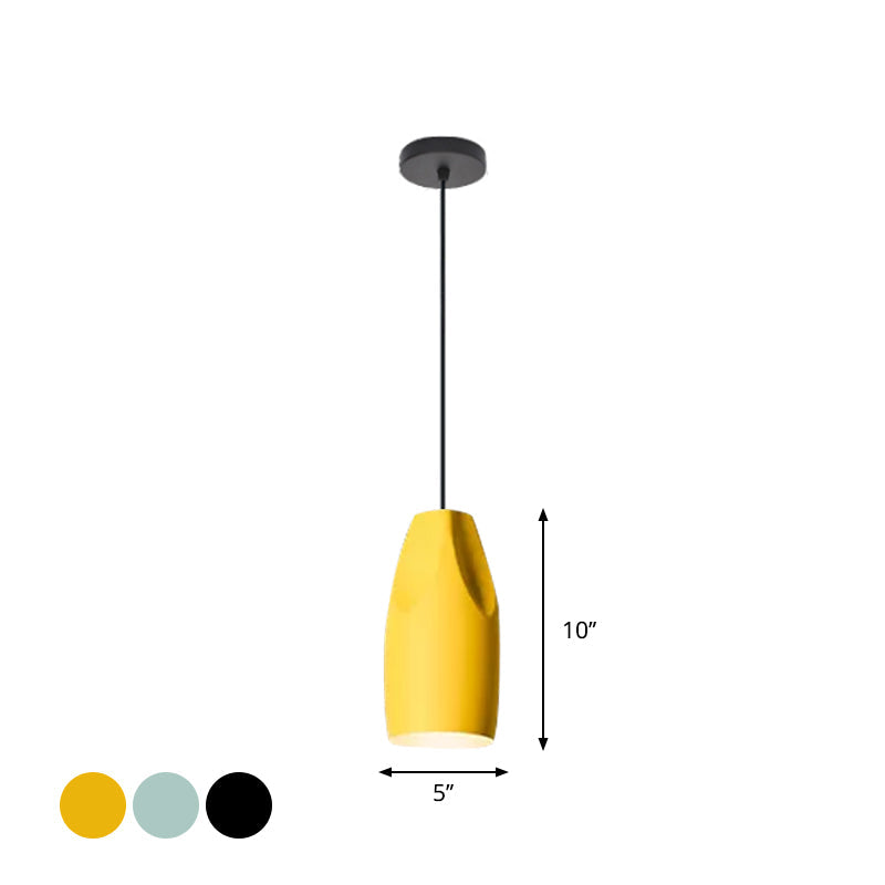 1-Light Bakery Pendant Light With Macaron Black/Yellow/Green Hanging Kit & Aluminum Shade