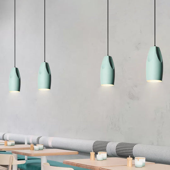 1-Light Bakery Pendant Light With Macaron Black/Yellow/Green Hanging Kit & Aluminum Shade