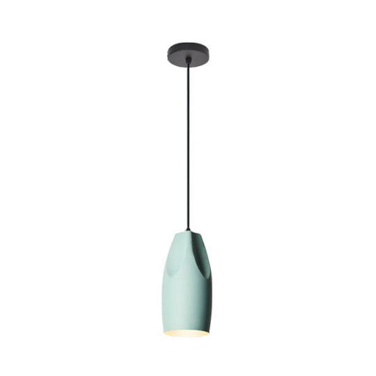 1-Light Bakery Pendant Light With Macaron Black/Yellow/Green Hanging Kit & Aluminum Shade