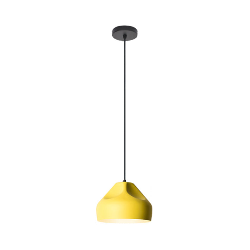 1-Light Bakery Pendant Light With Macaron Black/Yellow/Green Hanging Kit & Aluminum Shade