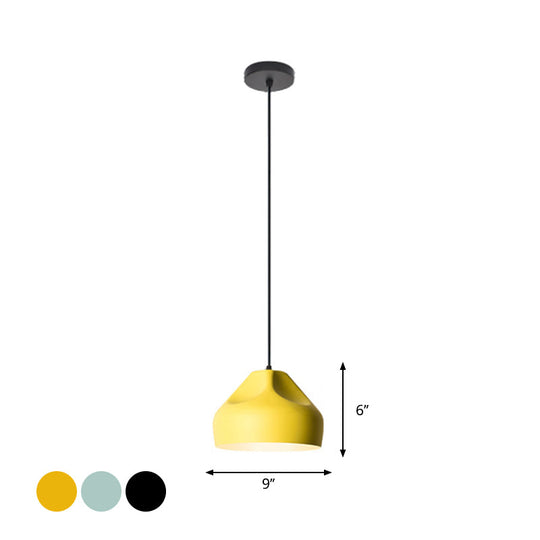 1-Light Bakery Pendant Light With Macaron Black/Yellow/Green Hanging Kit & Aluminum Shade