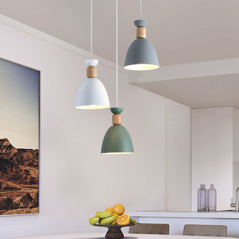 White Multi-Pendant Macaron Metal Hanging Lamp With 3 Lights For Dining Room Ceiling