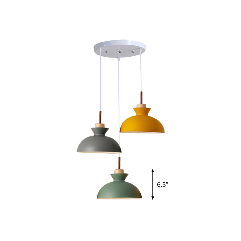 White Multi-Pendant Macaron Metal Hanging Lamp With 3 Lights For Dining Room Ceiling