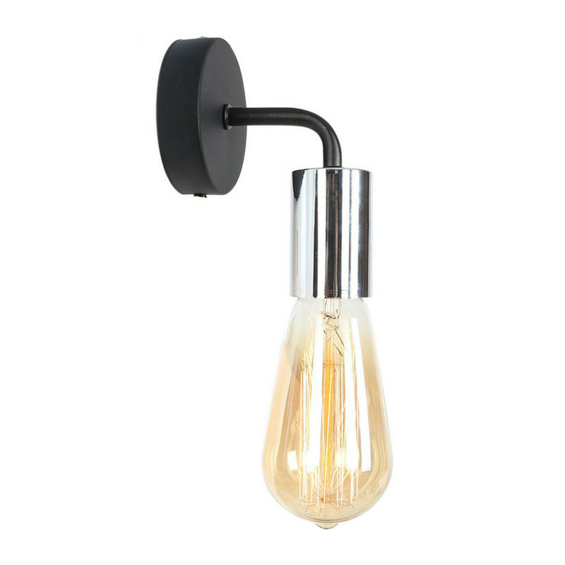 Industrial Style Metal Wall Mount Lamp - Shadeless Garage Lighting With Curved Arm In Rose