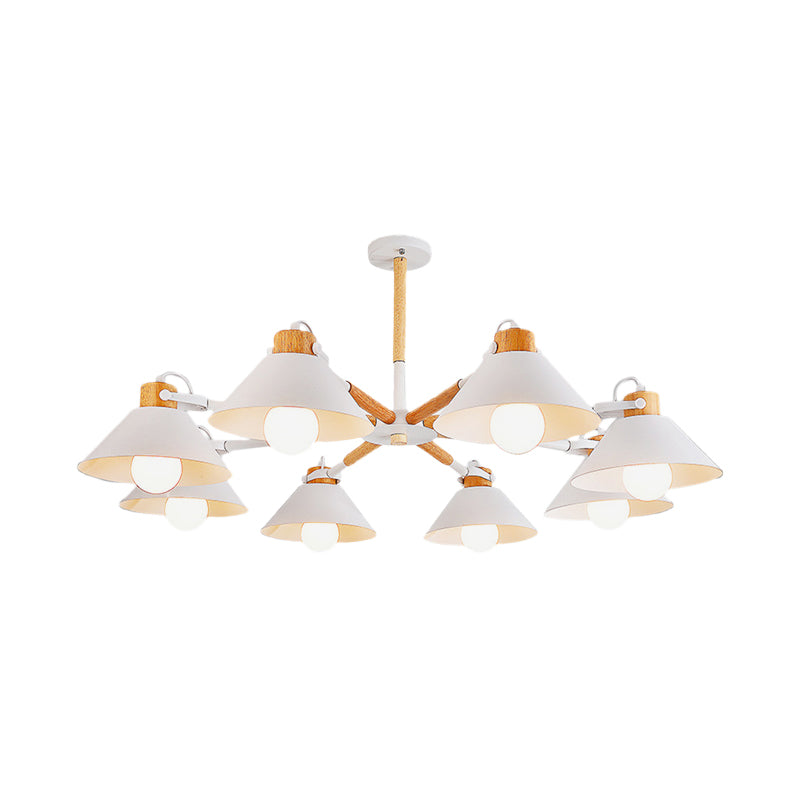 Contemporary Metal Hanging Chandelier With 8 Bulb Modern Coolie Shade - Perfect For Dining Room