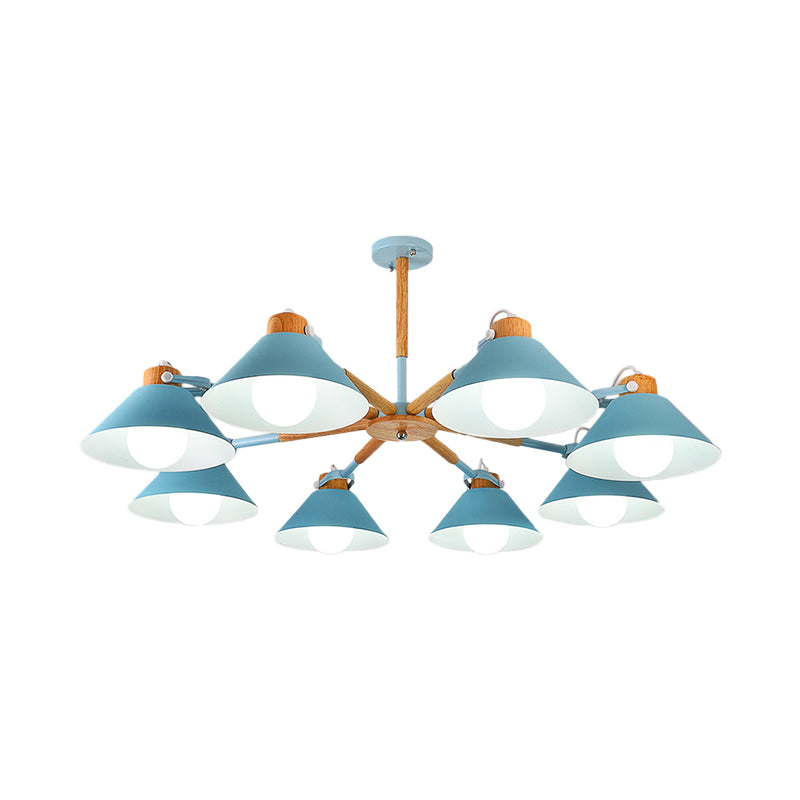 Contemporary Metal Hanging Chandelier With 8 Bulb Modern Coolie Shade - Perfect For Dining Room