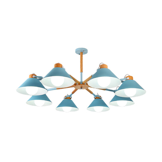 Contemporary Metal Hanging Chandelier With 8 Bulb Modern Coolie Shade - Perfect For Dining Room