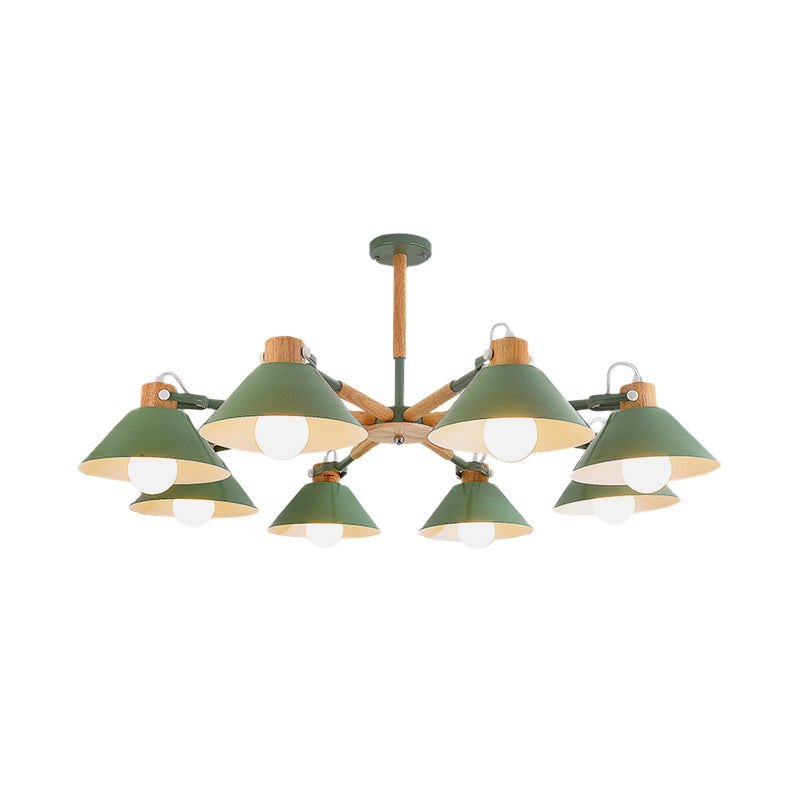 Contemporary Metal Hanging Chandelier With 8 Bulb Modern Coolie Shade - Perfect For Dining Room