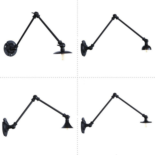 Adjustable 2-Arm Wall Light With Studio Task Lamp In Black Various Length Options