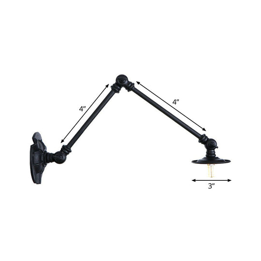 Adjustable 2-Arm Wall Light With Studio Task Lamp In Black Various Length Options