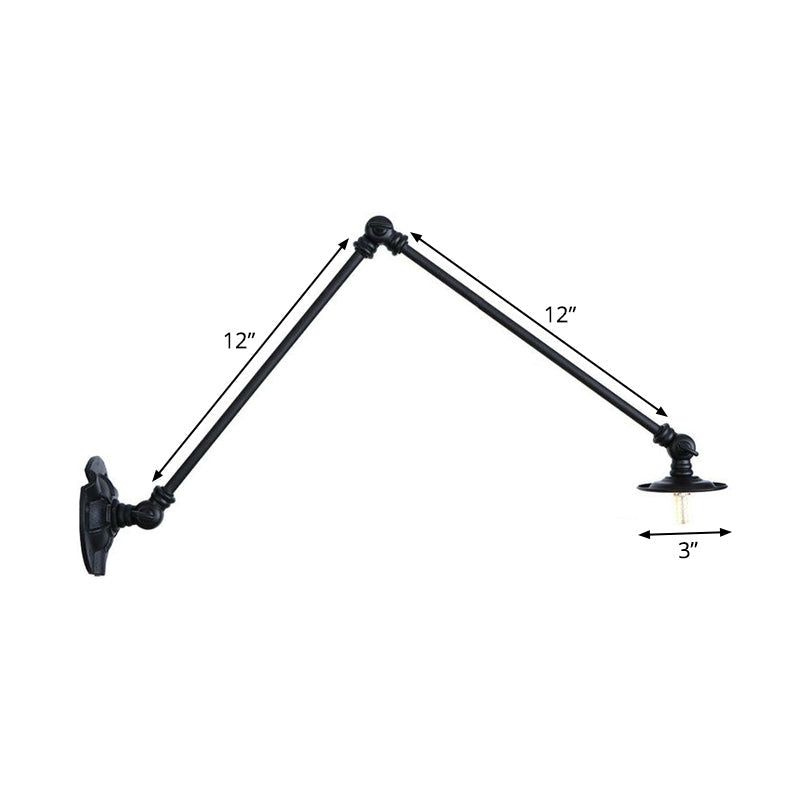 Adjustable 2-Arm Wall Light With Studio Task Lamp In Black Various Length Options