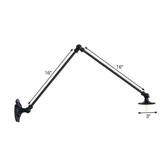 Adjustable 2-Arm Wall Light With Studio Task Lamp In Black Various Length Options