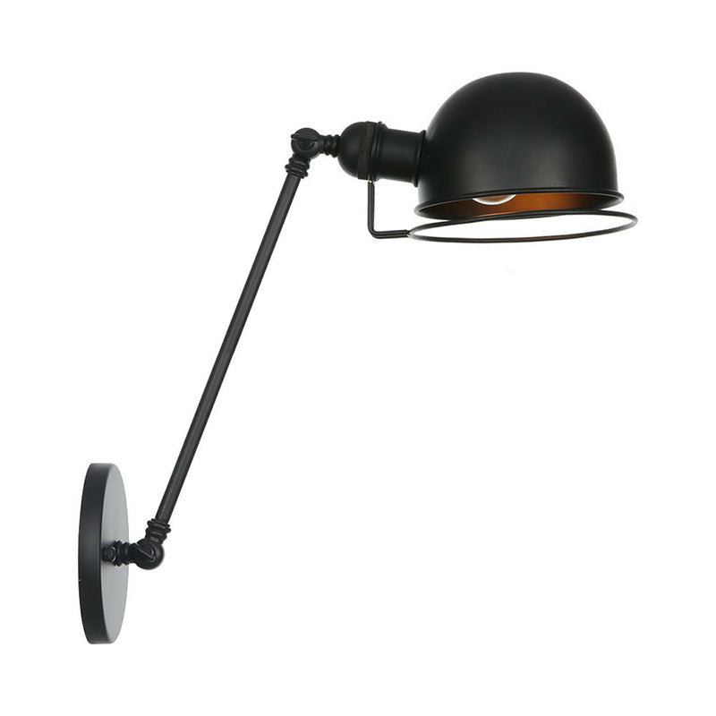 Adjustable Black Industrial Wall Lamp 8/12 Hemispherical Iron With Wire Guard - Ideal Living Room