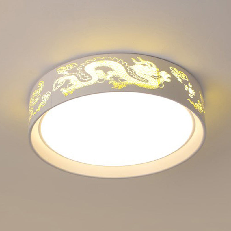 White Hammered Metal Flush Mount Ceiling Light Fixture For Childrens Bedroom