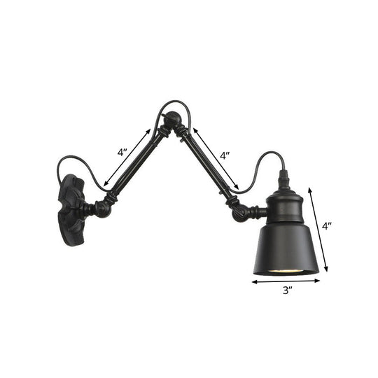 Vintage Matte Black Iron Wall Mount Reading Light With Swing Arm - 1-Bulb Task Lamp