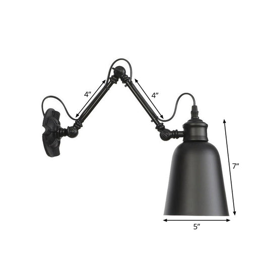 Vintage Matte Black Iron Wall Mount Reading Light With Swing Arm - 1-Bulb Task Lamp