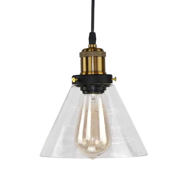 Clear Glass Pendant Light with Brass Shade for Kitchen Ceiling