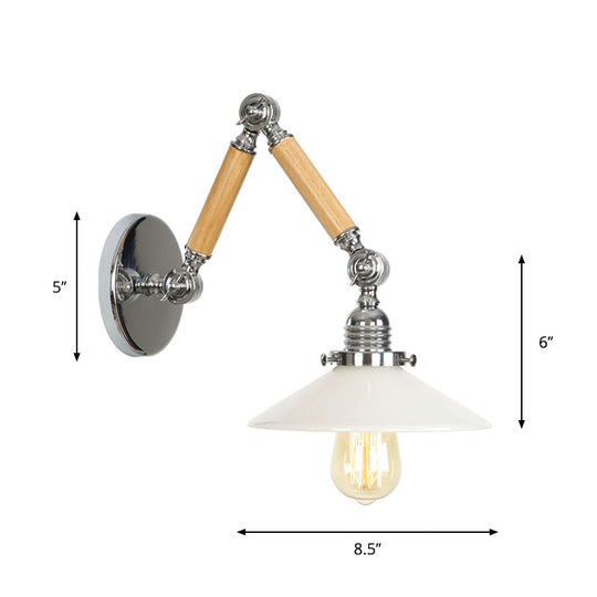 Modern Brown-Silver Reading Wall Lamp With Clear Glass Shade And Swing Arm