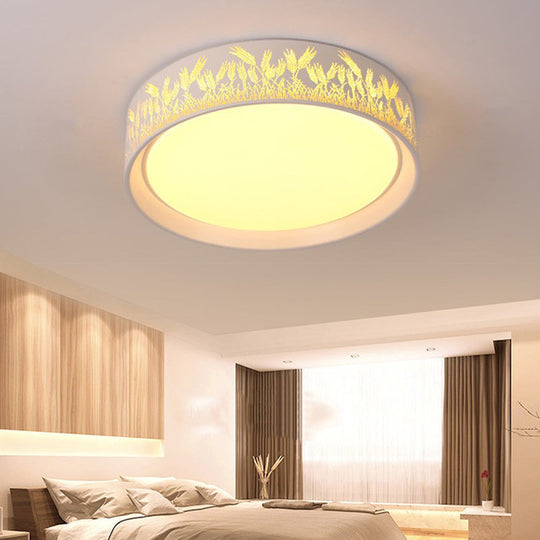 White Hammered Metal Flush Mount Ceiling Light Fixture for Children's Bedroom