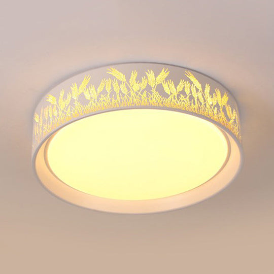 White Hammered Metal Flush Mount Ceiling Light Fixture for Children's Bedroom