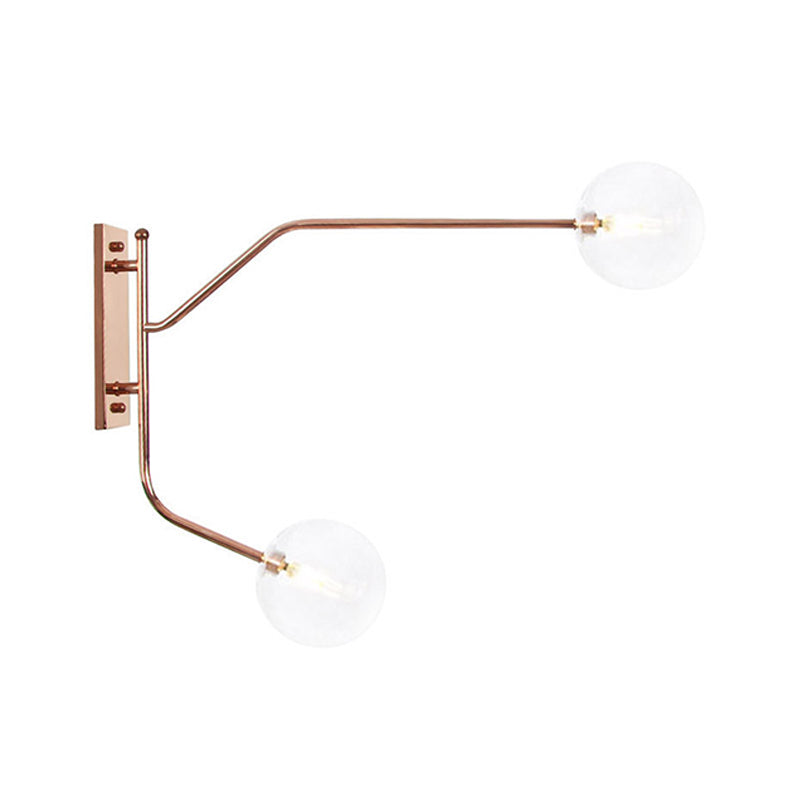 Wall Mounted Iron Rose Gold Reading Light With Branching Design Industrial Fixture - Gem/Ball Glass