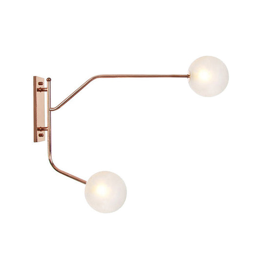 Wall Mounted Iron Rose Gold Reading Light With Branching Design Industrial Fixture - Gem/Ball Glass