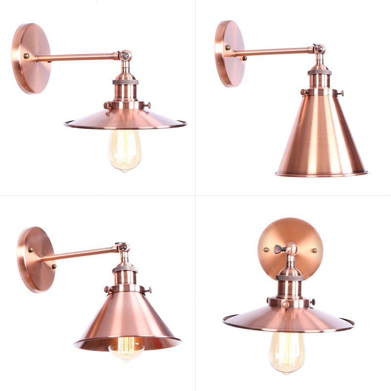 Adjustable Loft Style Single-Bulb Wall Light For Living Room - Iron Copper Reading Lamp