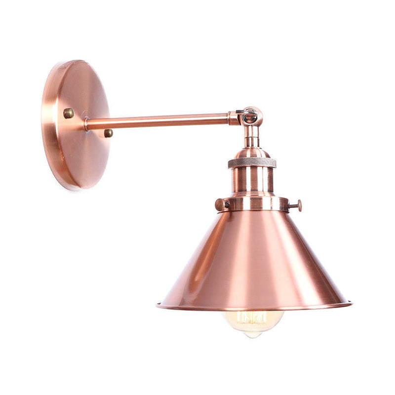 Adjustable Loft Style Single-Bulb Wall Light For Living Room - Iron Copper Reading Lamp