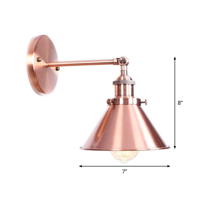 Adjustable Loft Style Single-Bulb Wall Light For Living Room - Iron Copper Reading Lamp