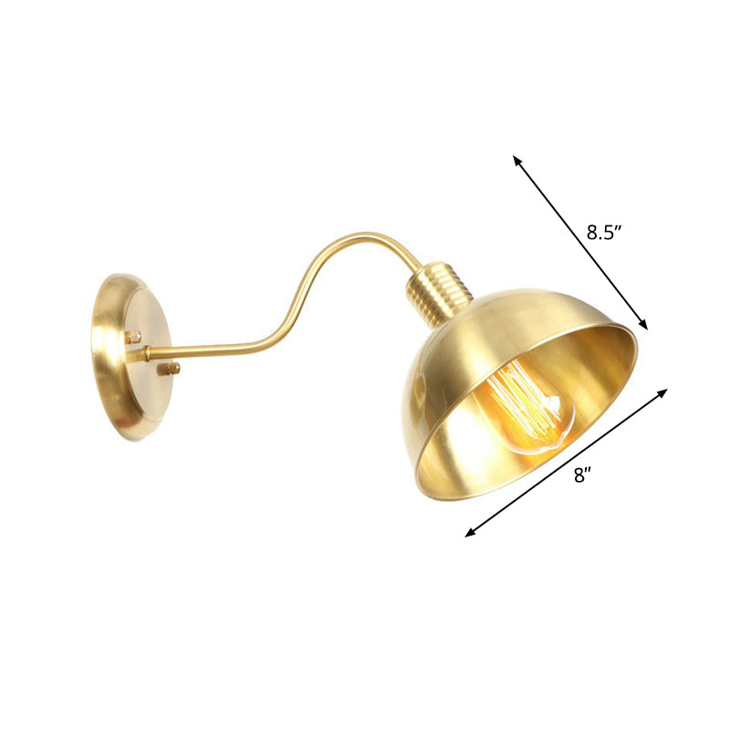 Retro Brass Gooseneck Wall Reading Lamp With 1-Light Metallic Finish And Assorted Shades