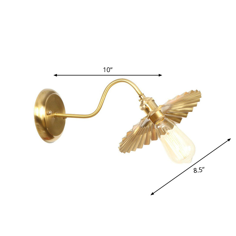 Retro Brass Gooseneck Wall Reading Lamp With 1-Light Metallic Finish And Assorted Shades