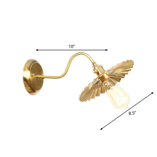 Retro Brass Gooseneck Wall Reading Lamp With 1-Light Metallic Finish And Assorted Shades