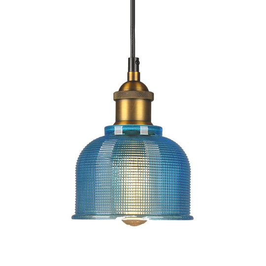 Vintage Carillon Pendant Light: Retro-Style Gridded Glass Suspension for Dining Room