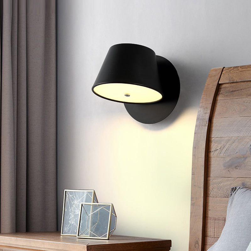 Nordic Tapered Shade Metal Wall Lamp In Black/White - Perfect For Bedroom And Study Room Black