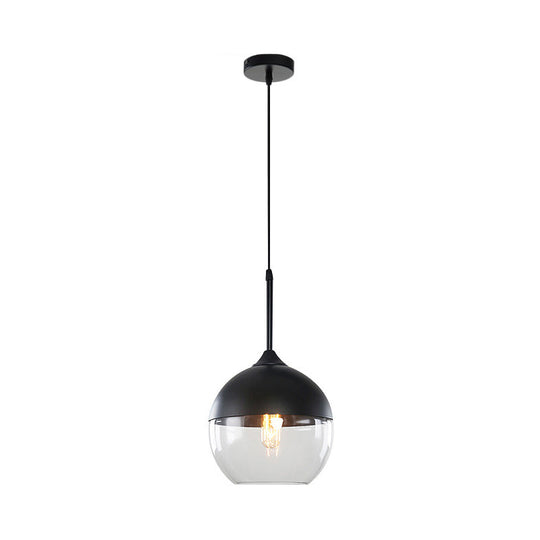 Industrial Clear Glass Pendant Light - Black 1-Light Fixture Mason Jar Hanging Lamp Kit With