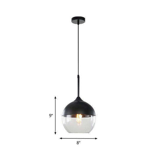 Modern Black Pendant Light Fixture with Clear Glass Cylinder/Mason Jar Design - Perfect for Table Lighting