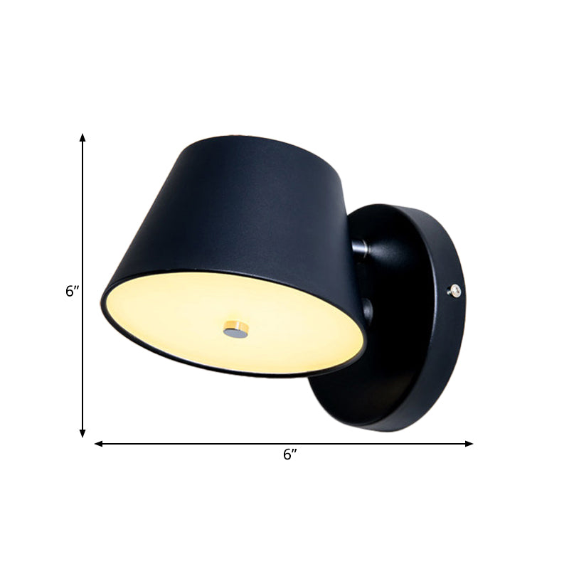 Nordic Tapered Shade Metal Wall Lamp In Black/White - Perfect For Bedroom And Study Room