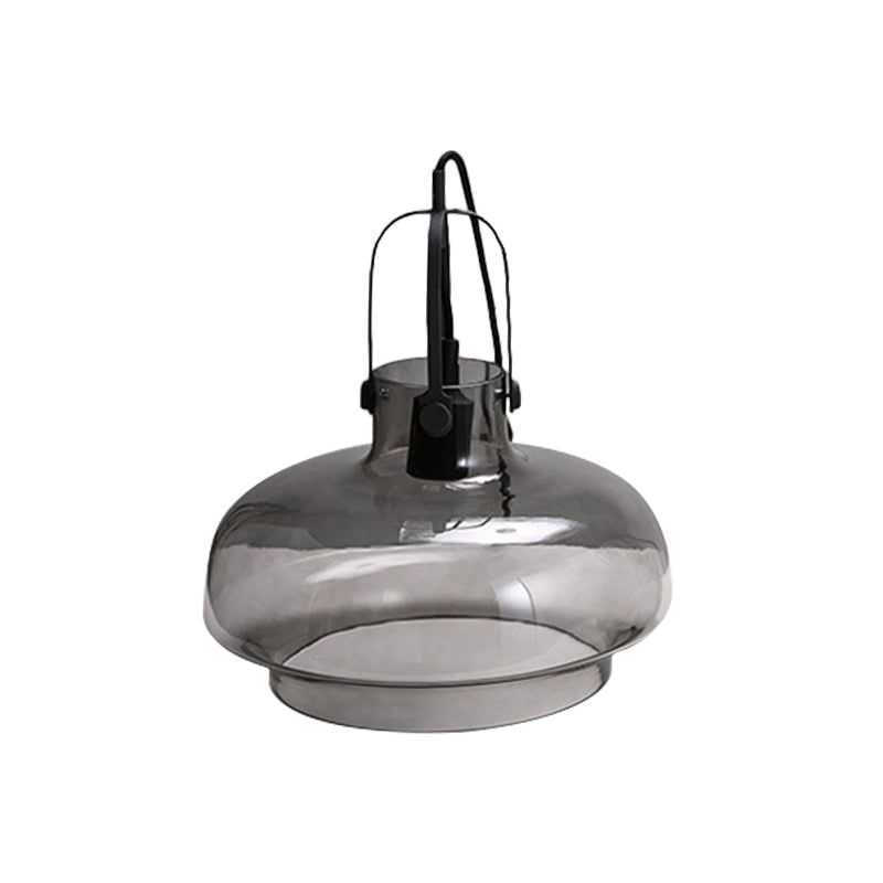 Farmhouse Pendant Light with Gripper in Black - Pot Smoke/Clear Glass, 1 Head, 3 Size Options