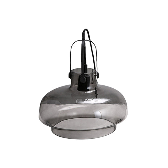 Farmhouse Glass Pendant Light In Black - Pot Smoke/Clear Finish 1 Head 7/9.5/13 Width Kitchen