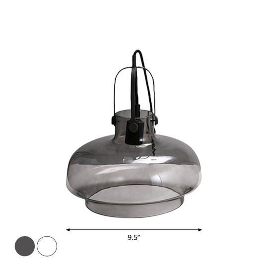 Farmhouse Pendant Light with Gripper in Black - Pot Smoke/Clear Glass, 1 Head, 3 Size Options