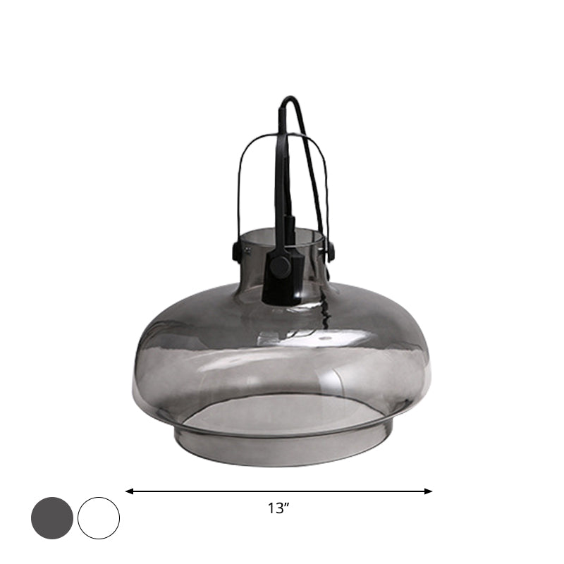 Farmhouse Pendant Light with Gripper in Black - Pot Smoke/Clear Glass, 1 Head, 3 Size Options