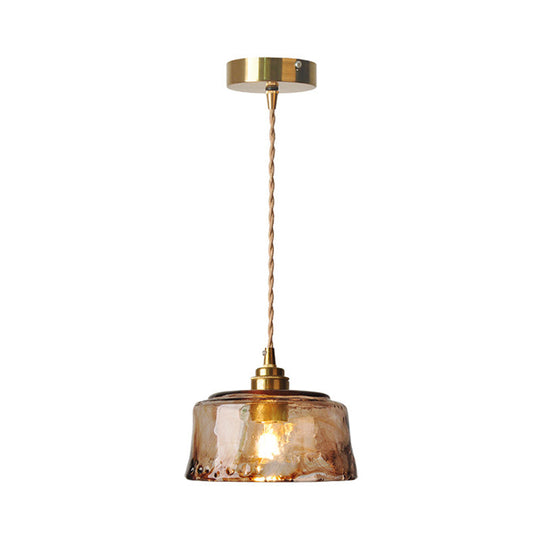 Sterope II - Rustic Brass Pendant Lamp with Amber Alabaster Shade