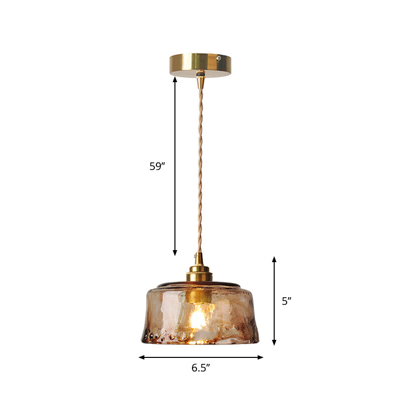 Sterope II - Rustic Brass Pendant Lamp with Amber Alabaster Shade