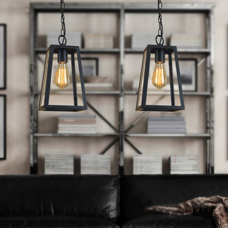 Industrial Style Hanging Lamp with Clear Glass Shade for Living Room