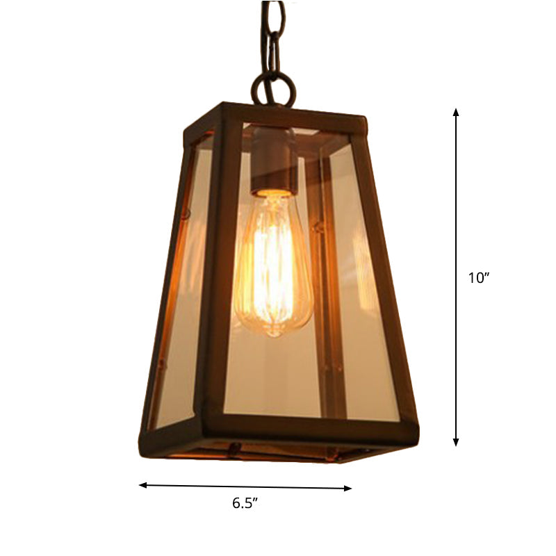 Industrial Style Hanging Lamp with Clear Glass Shade for Living Room