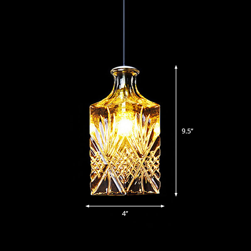 Black Glass Wine Decanter Pendant Lamp - Single-Bulb Hanging Light For Kitchen Bar Loft Style